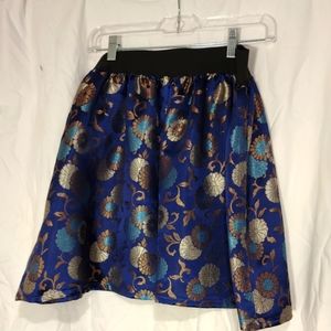 Blue and Gold Brocade Miniskirt